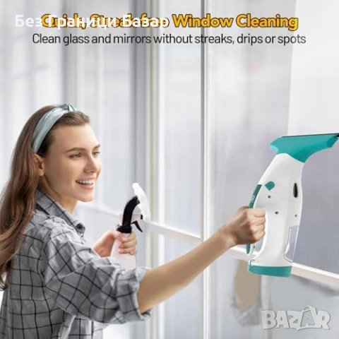 Нов Безжичен вакуум за стъкла огледала баня с 2 микрофибърни кърпи 270мл, снимка 7 - Други стоки за дома - 53813772