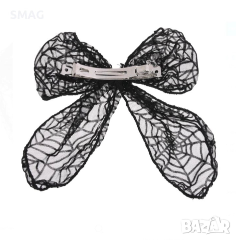 Halloween / Хелоуин шнола за коса с панделка от черен тюл с паяжина, 14 см_1255382, снимка 2 - Шноли, диадеми, ленти - 52099840