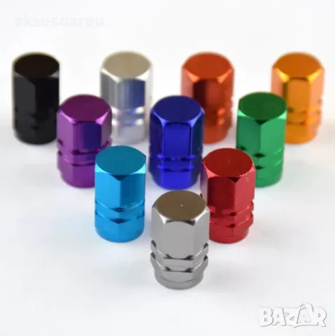 Нови 4 бр. алуминиеви капачки за вентили на джанти гуми за украса на кола автомобил колело велосипед, снимка 9 - Аксесоари и консумативи - 50336900