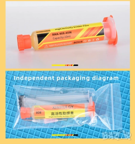 Паста флюс с висока активност 10cc XH-ZG-808 - Китай, снимка 2 - Друга електроника - 54146002