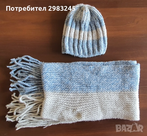 Комплект дамска зимна шапка с шал