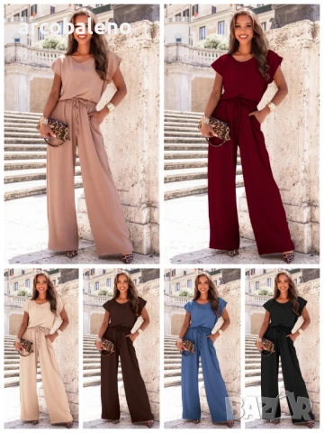 Дамски комплект от блуза и панталон с къс ръкав Nunziaa, 6цвята 