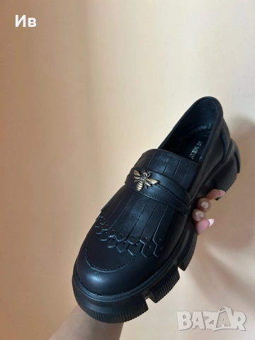 Дамски черни мокасини от естествена кожа, снимка 7 - Дамски елегантни обувки - 51816266