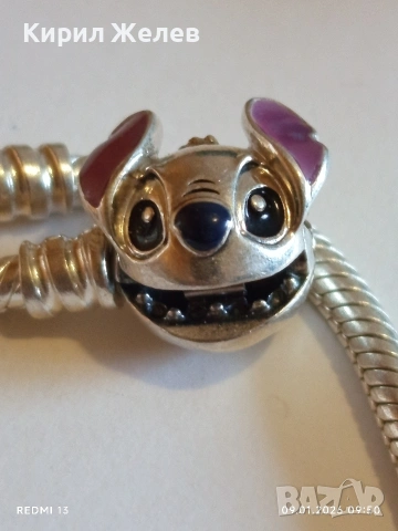 Маркова сребърна гривна СТИЧ от колекцията Disney x Pandora стерлингово сребро и емайл 52595, снимка 4 - Гривни - 53040165