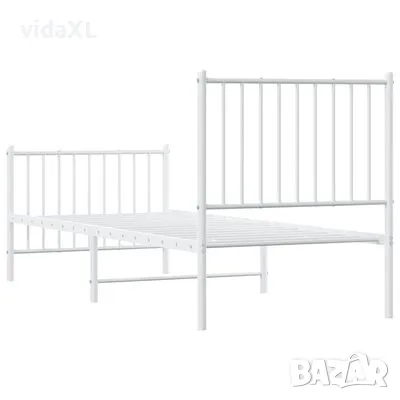 vidaXL Метална рамка за легло с горна и долна табла, бяла, 80x200 см(SKU:350940), снимка 3 - Спални и легла - 49086689