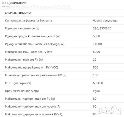 Suyeego 5500W 48V UPS/Хибриден MPPT соларен инвертор с Wi-Fi, снимка 5 - Друга електроника - 43043278