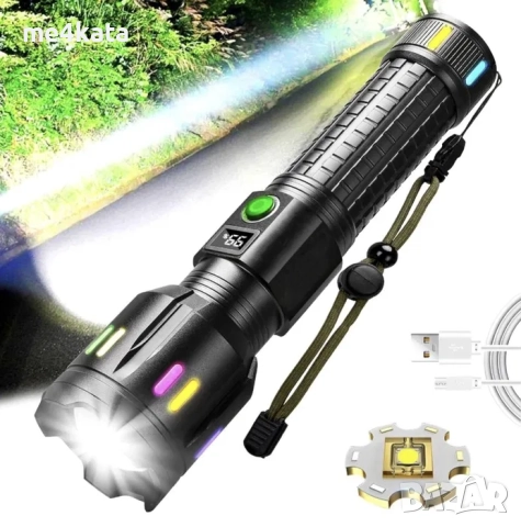 Мощен Алуминиев LED Фенер COBRA CB-G62 – 100W, 1000m Осветяване, 9800mAh Батерия, 5 Режима, USB Заре, снимка 6 - Аксесоари и консумативи - 52733354