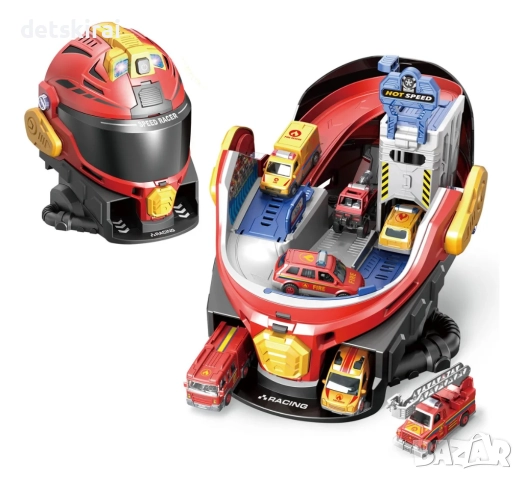 Каска писта + 4 метални коли, снимка 7 - Коли, камиони, мотори, писти - 52845110