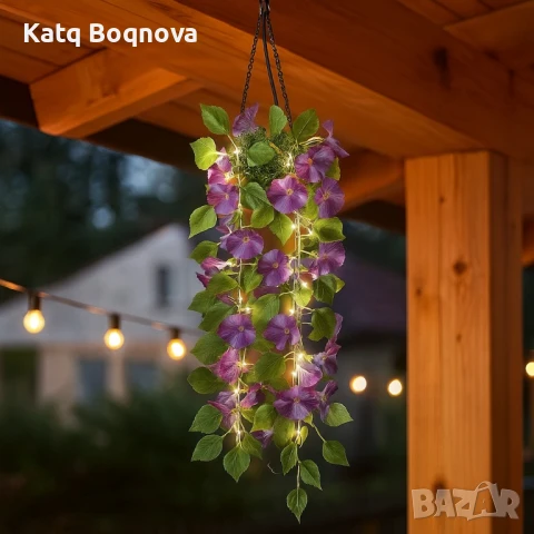 Соларна висяща саксия с LED осветление