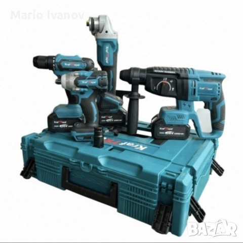 Комплект 4 в 1 - акумулаторен перфоратор, винтоверт, гайковерт и ъглошлайф 36V, снимка 7 - Други инструменти - 53379440