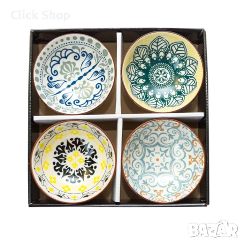 Комплект 4 керамични купички, различни модели, снимка 14 - Сервизи - 53456897