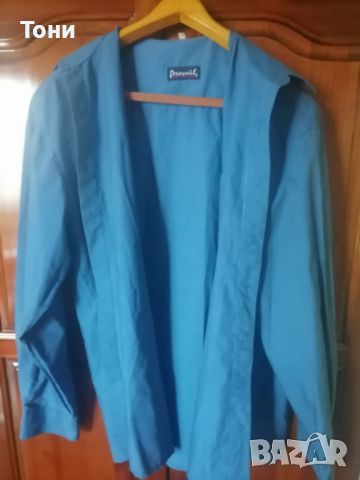 Нова Синя Мъжка Риза с Дълъг Ръкав М, снимка 5 - Ризи - 46334551