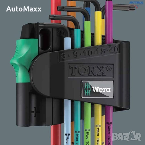 WERA Комплект 967/9 TORX BO имбусни ключове Multicolour - 9 броя , снимка 6 - Отвертки - 54065194