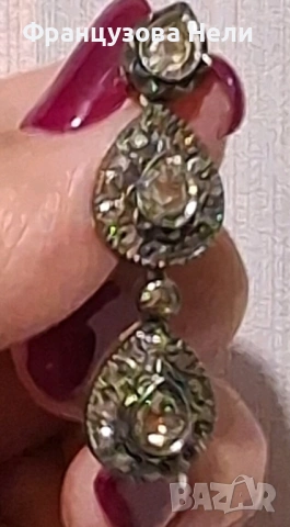 Старинни обеци с диаманти, снимка 2 - Обеци - 53957203