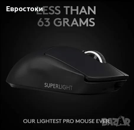 Безжична геймърска мишка Logitech G PRO X SUPERLIGHT, ултра лека, HERO 25K сензор, 25 400 DPI, снимка 3 - Клавиатури и мишки - 48241063