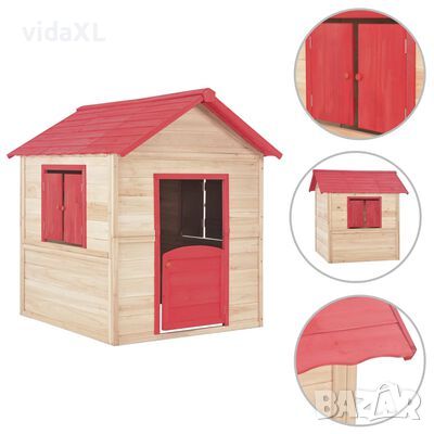 vidaXL Детска къща за игра, чамова дървесина, червена（SKU:91792