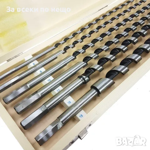 Комплект свредла за дърво 6 части 6 – 18  460 мм в дървена кутия Mar-Pol, снимка 2 - Други инструменти - 50365382