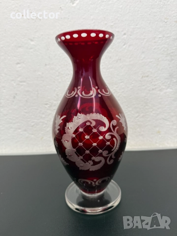Рубинено червена ваза -  Егерман. №7723, снимка 3 - Антикварни и старинни предмети - 52789259