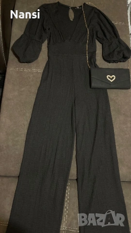 Уникален гащеризон на BERSHKA с актуални широки крачоли, снимка 16 - Гащеризони - 53661087