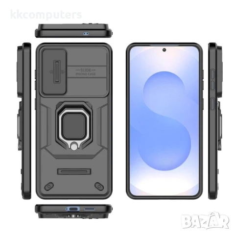Samsung Galaxy S25 Edge Magnetic Case Lens /Kickstand PC + TPU Удароустойчив Ring Holder Калъф и Про, снимка 5 - Калъфи, кейсове - 51405299