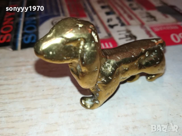 ЗАЯВЕНО-КУЧЕ-МЕД/МЕСИНГ 7х5х2см-МАСИВНА ФИГУРА ОТ АНГЛИЯ 1907252017, снимка 9 - Антикварни и старинни предмети - 51076091