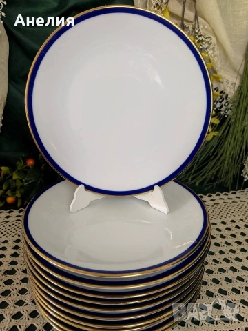 PMR бели с кобалтов кант сетове чудесни! , снимка 4 - Чаши - 54187225