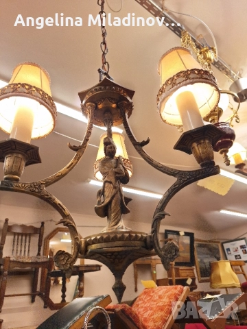 Винтидж полилей месинг , снимка 2 - Полилеи - 51924219