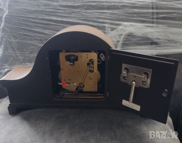 Колекционерски механичен часовник дърво и месинг камбанен звън, снимка 2 - Антикварни и старинни предмети - 54121882