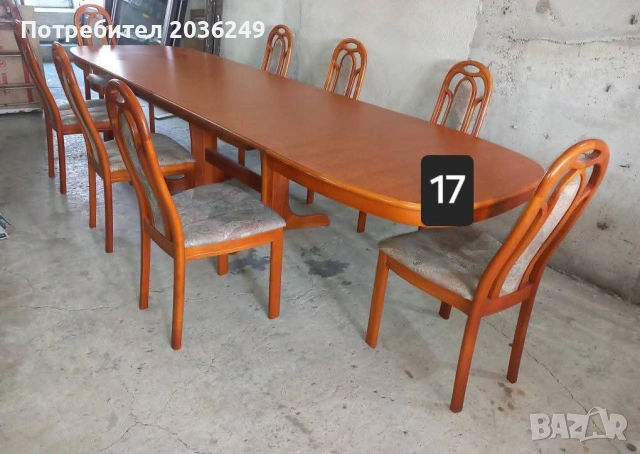 Комплект масивна разтегателна маса- автомат с 8 стола, снимка 3 - Маси - 54137462
