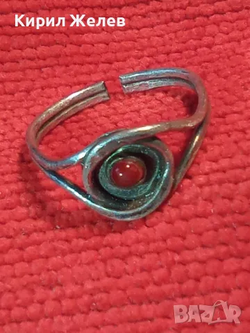 СТАРИНЕН РЕГУЛИРУЕМ СКЪПОЦЕНЕН ПРЪСТЕН СРЕБРО ВИСОКА ПРОБА с ЧЕРВЕН РЪЧНО ФАСЕТИРАН КАМЪК 47970, снимка 12 - Антикварни и старинни предмети - 49551762