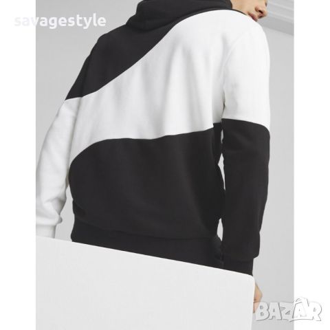 PUMA Power Cat Colorblock Hoodie Black/White, снимка 2 - Спортни дрехи, екипи - 46673061