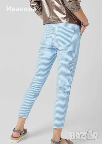 S.Oliver памучен панталон бял/бяло син/синьо, снимка 5 - Панталони - 50594492