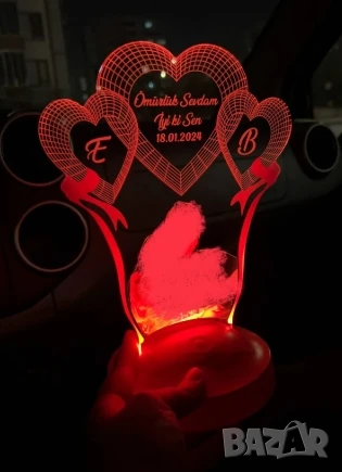 Лампа с ваши снимки и надпис или дата по избор, снимка 7 - Настолни лампи - 51310263