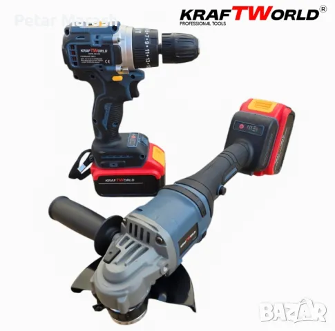 Акумулаторен Винтоверт и Безчетков Ъглошлайф KraftWorld