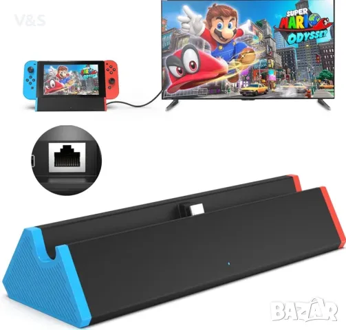 Докинг станция,SiWiQU Switch TV Dock - 1000Mbit Ethernet адаптер, съвместима с Nintendo Switch/Switc, снимка 1 - Nintendo конзоли - 48906548