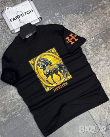 Hermes Нова Черна Мъжка Тениска 
