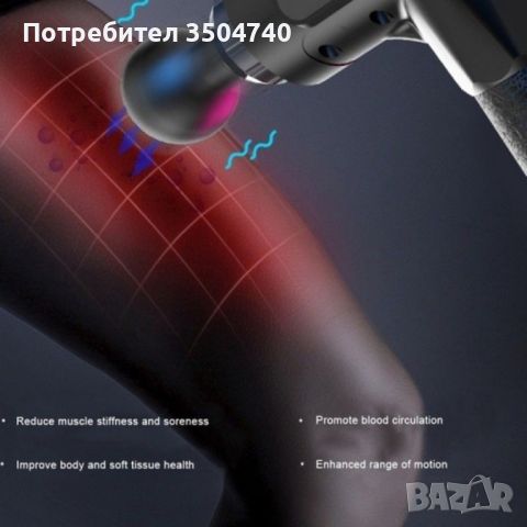 Масажиращ пистолет за мускули 4 в 1, снимка 4 - Друга електроника - 45414277