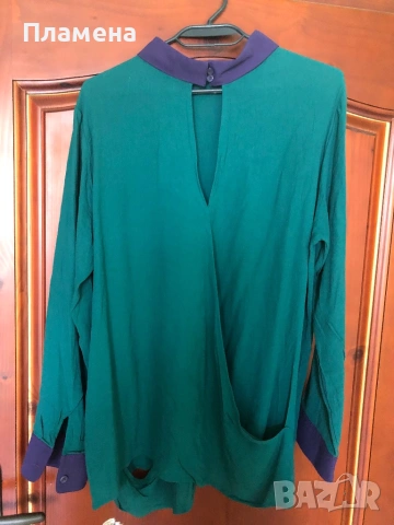 Зелено и лилаво риза хл на united colors of Benetton , снимка 2 - Ризи - 53930013