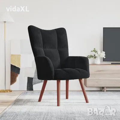 vidaXL Релакс стол, черен, кадифе(SKU:328057), снимка 2 - Столове - 48993239