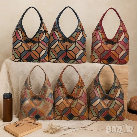 Дамска чанта с уникален пачуърк дизайн, снимка 8 - Чанти - 51883974