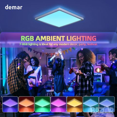 BLNAN RGB таванно осветление с дистанционно, 12 инча 24W димируемо LED таванно осветително тяло, снимка 3 - Лед осветление - 46460492