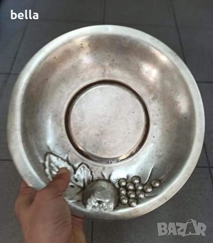 Стара сребърна чиния ,ръчна изработка ,проба 800 Lavоrato a mano-Ръчна изработка-236 грама