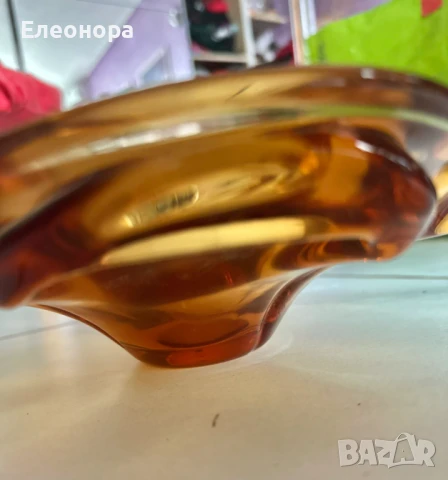 кристална купа фруктиера кехлибар, снимка 3 - Сервизи - 50505113