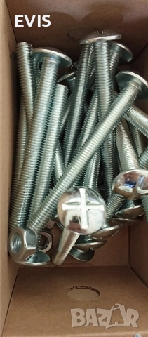 Болтове с полуобла глава и широка периферия Zn, PZ,М10х100 +гайки – 25 броя 🔩 