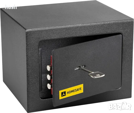 Сейф Homesafe HV15K с ключалка, 15 x 20 x 17 cm (В x Ш x Д), карбонов сатенено черен, снимка 1 - Други инструменти - 46887050