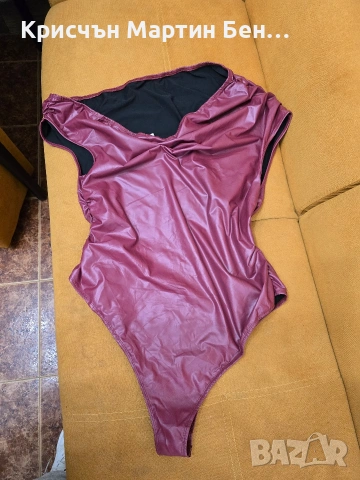 Кожено Боди с V деколсте 50/52-54/56 , снимка 2 - Корсети, бюстиета, топове - 53916466