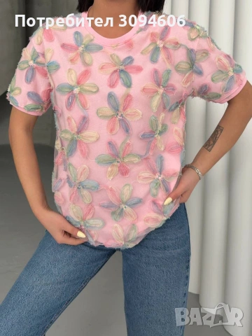 Дамски тениски с цветя, снимка 2 - Тениски - 53804706