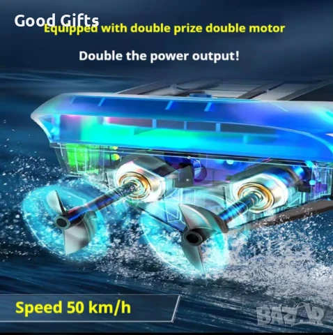 Детска лодка RACIG BOAT с LED светлини – 45см, 50 км/ч с дистанционно, снимка 2 - Коли, камиони, мотори, писти - 51059489