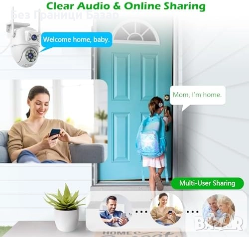 Нова Външна 360° Камера 6MP с Аларма, IP66 и Смарт Засичане охрана дом, снимка 6 - IP камери - 51488850