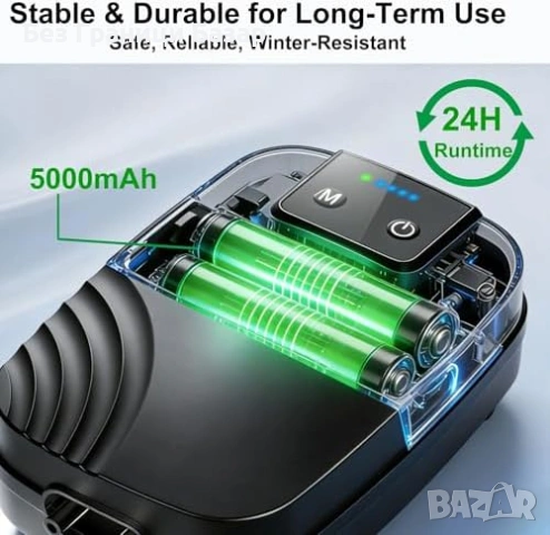 Нов Аератор за езеро и аквариум 40dB с батерия и въздушни камъни Кислородна помпа, снимка 3 - Други - 54197672